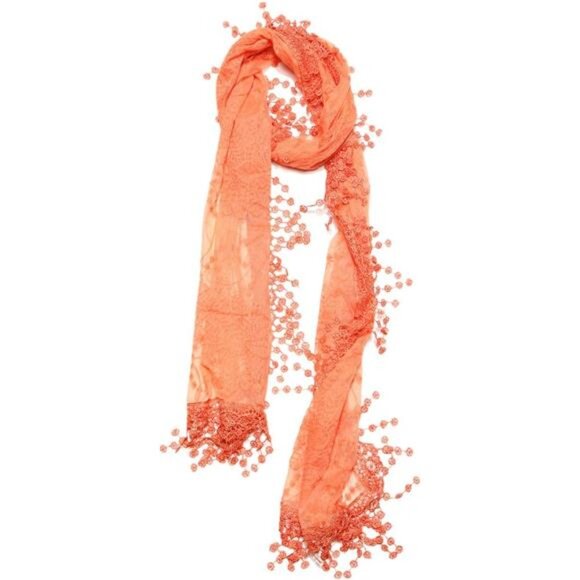 Women's lightweight Feminine lace teardrop fringe Lace Scarf Vintage Scarf Mesh - Picture 3 of 6